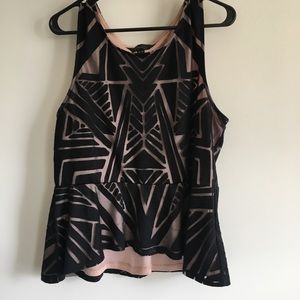 Chic Lazer Cut Design Peplum Tank Top